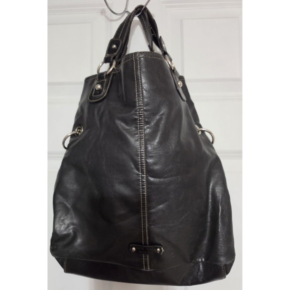 Nine West Handbags - Nine West Black Shoulder Bag Tote Purse Silver Hardware Contrast Stitching Y2k